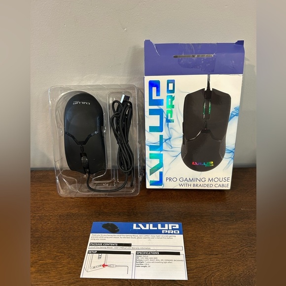 LVLUP Pro Gaming Mouse With Braided Cable NEW Open Box! all Contents are there. - Picture 3 of 4